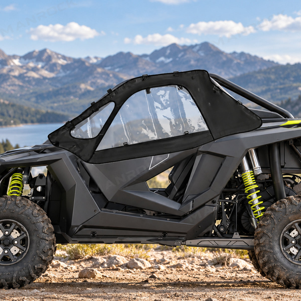 Soft Upper Doors PVC Cab Enclosure Side Windows with Zipper 2PCS for 2-Seat Polaris RZR