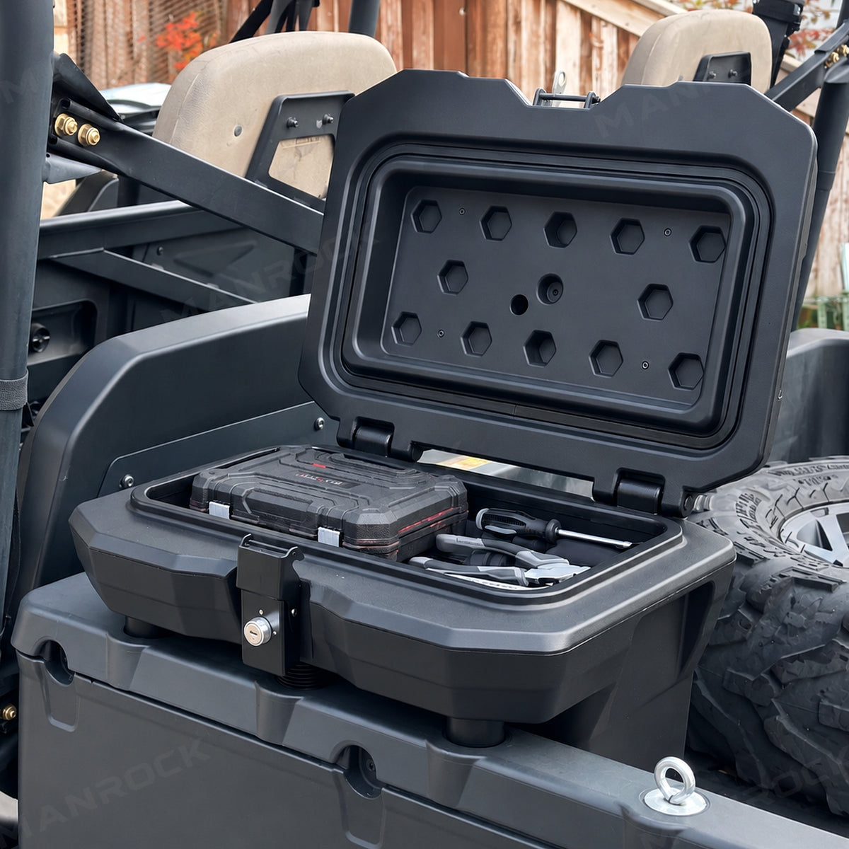 UTV Bed Storage Box Lockable Cargo Box 5.5-Gal for Polaris Ranger / General