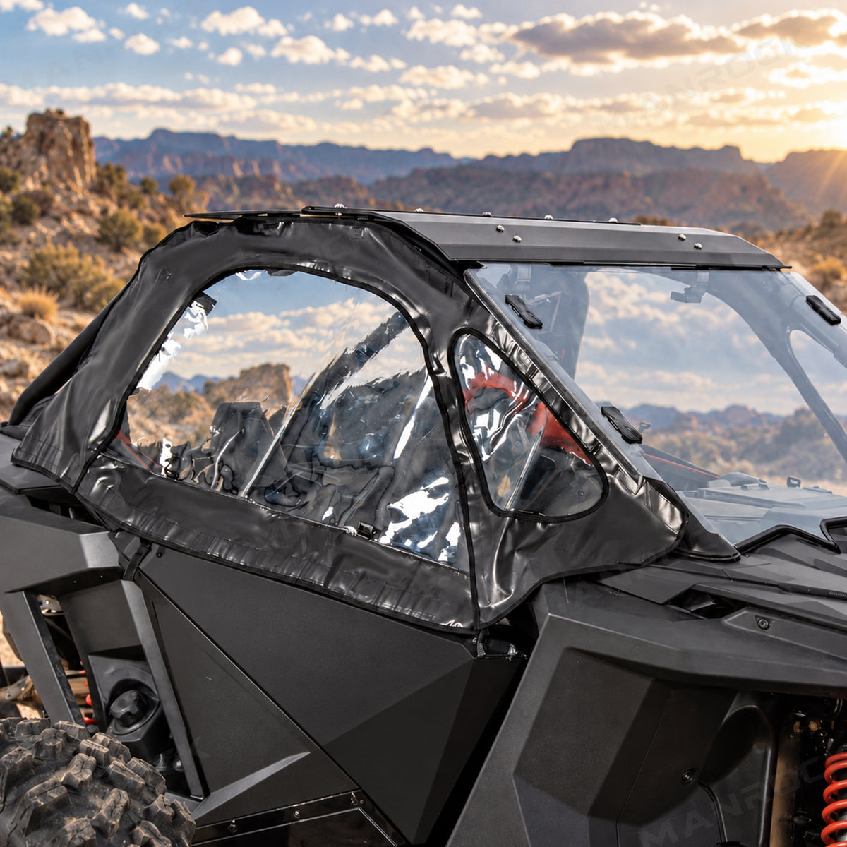 Soft Upper Doors PVC Cab Enclosure Side Windows with Zipper 2PCS for 2-Seat Polaris RZR