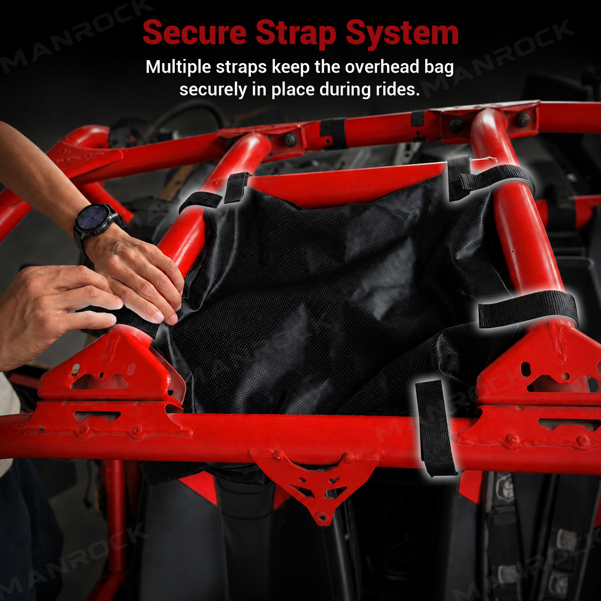 UTV Overhead Storage Bag Black Roof Cargo Bag for Polaris RZR 800 / 900