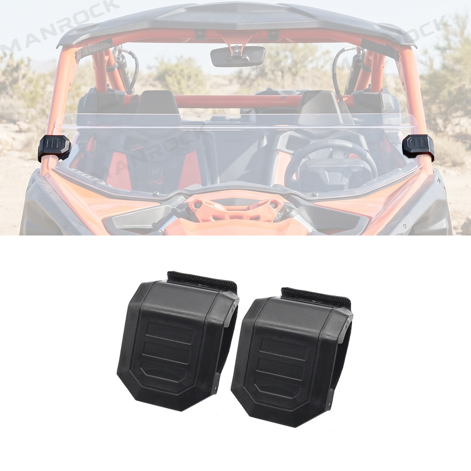 UTV Windshield Clamps Quick Release Mounting Straps 2PCS Universal Fit for 1.5"-2" Round Roll Bars
