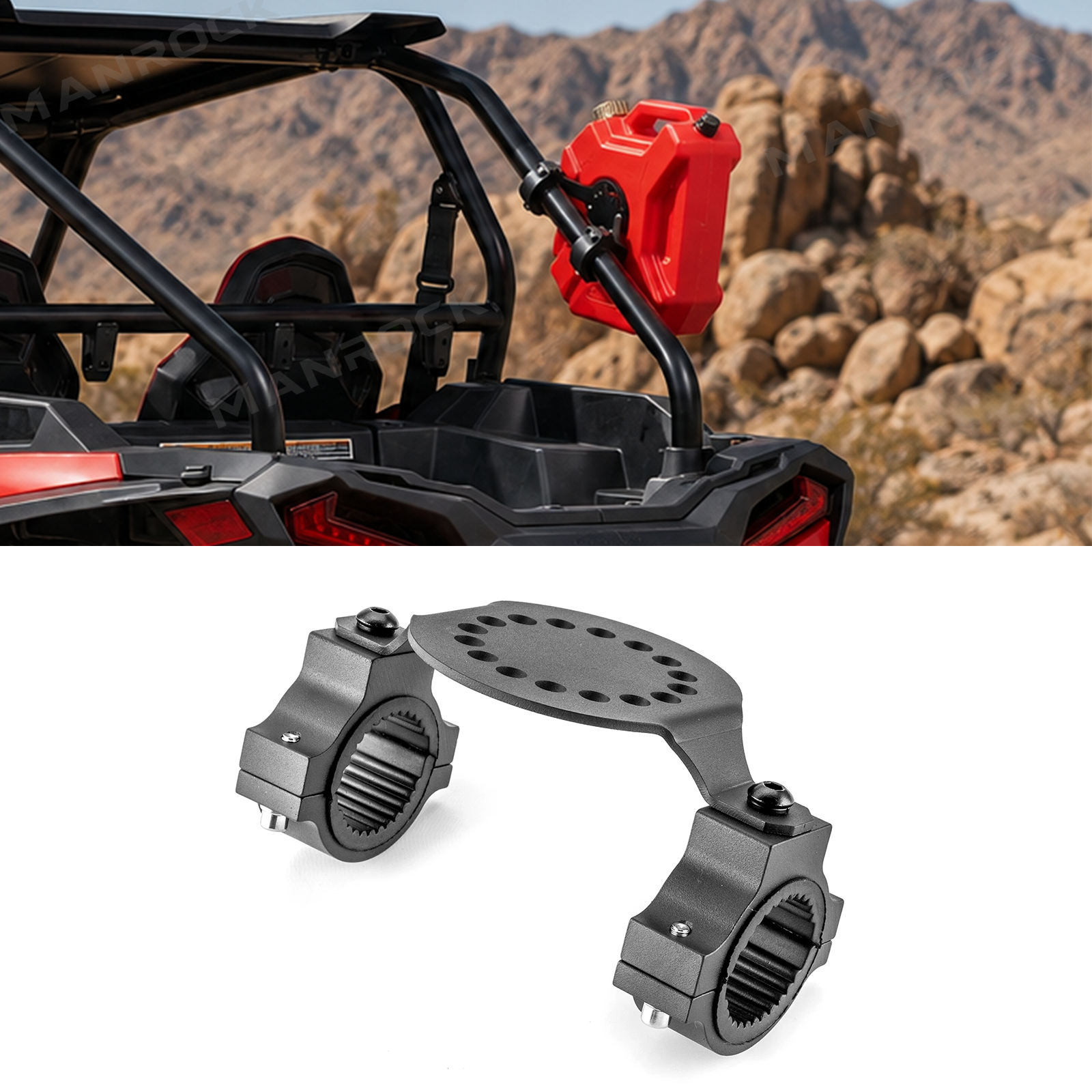 UTV ATV Gas Can Mount Adjustable Fuel Can Mount Tank Holder Universal Fit for 1.5"-2" Roll Cage