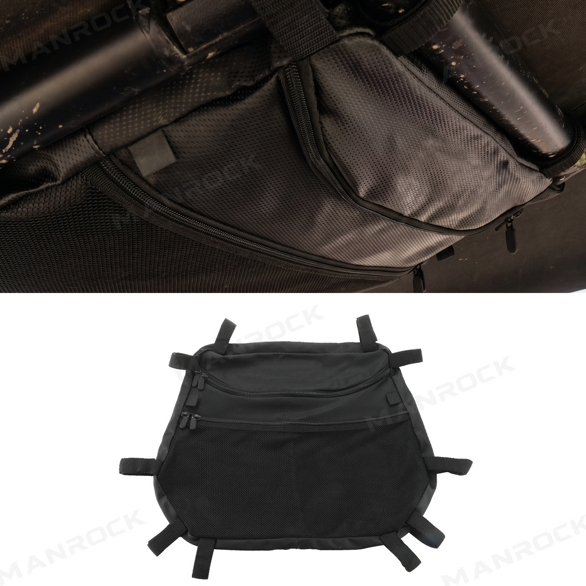 UTV Overhead Storage Bag Black Roof Cargo Bag for Polaris RZR 800 / 900
