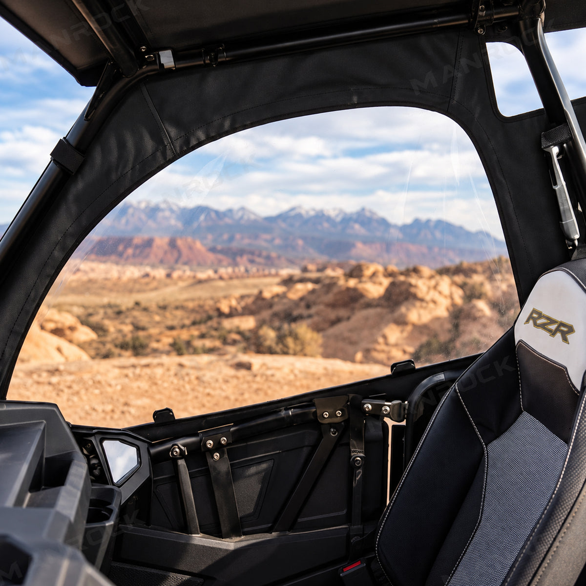 Soft Upper Doors PVC Cab Enclosure Side Windows with Zipper 2PCS for 4-Seat Polaris RZR