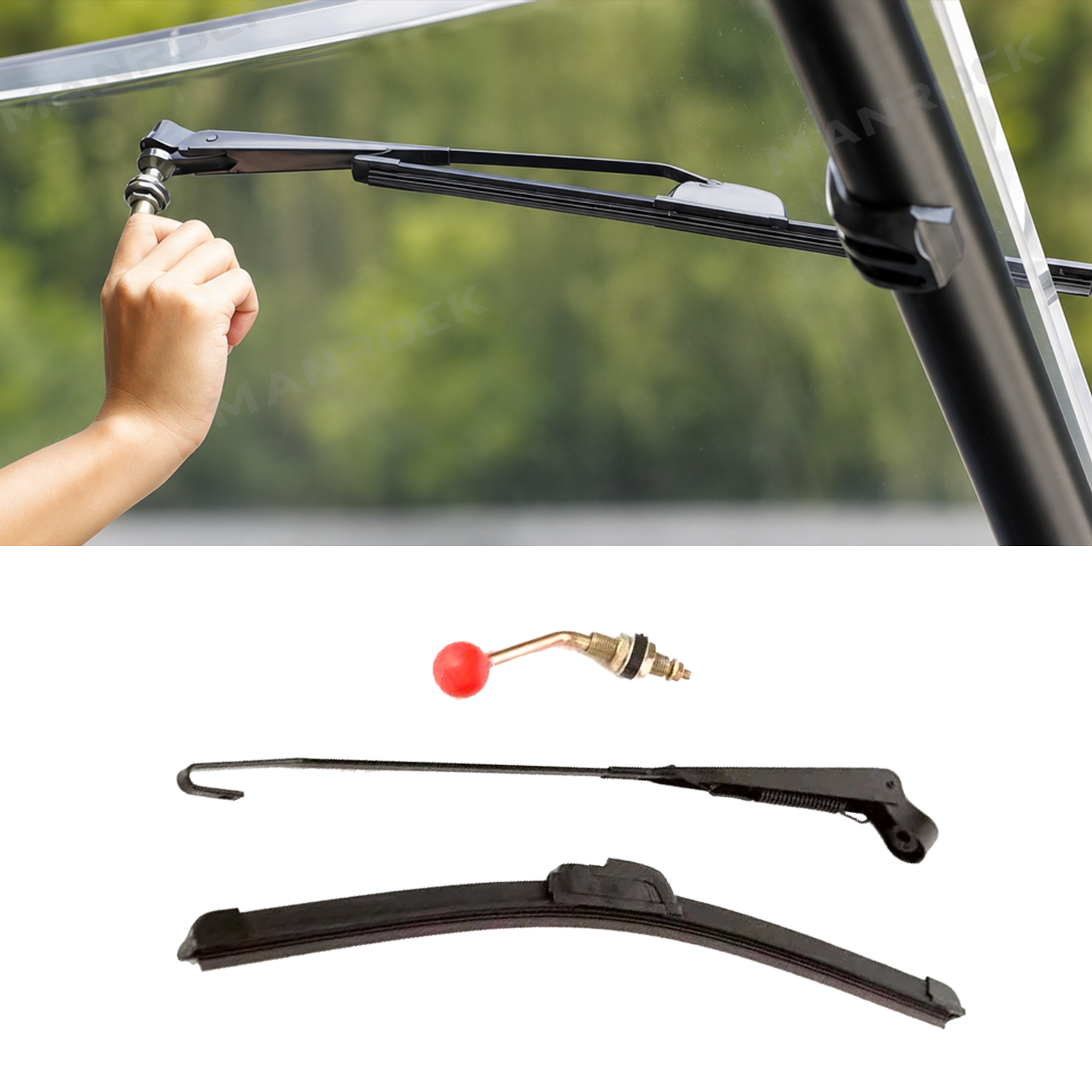 UTV Windshield Wiper Kit Manual Wiper Blade Universal Fit for Polaris / Can-Am