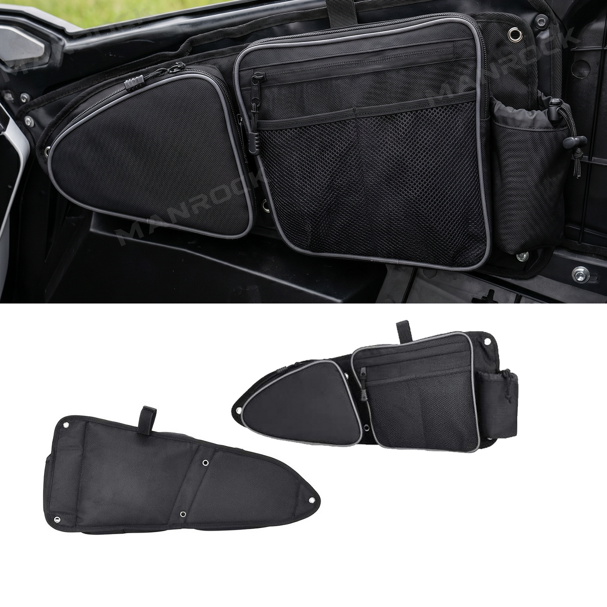 UTV Door Bags Side Storage Bags 2PCS with Knee Pad for Polaris RZR