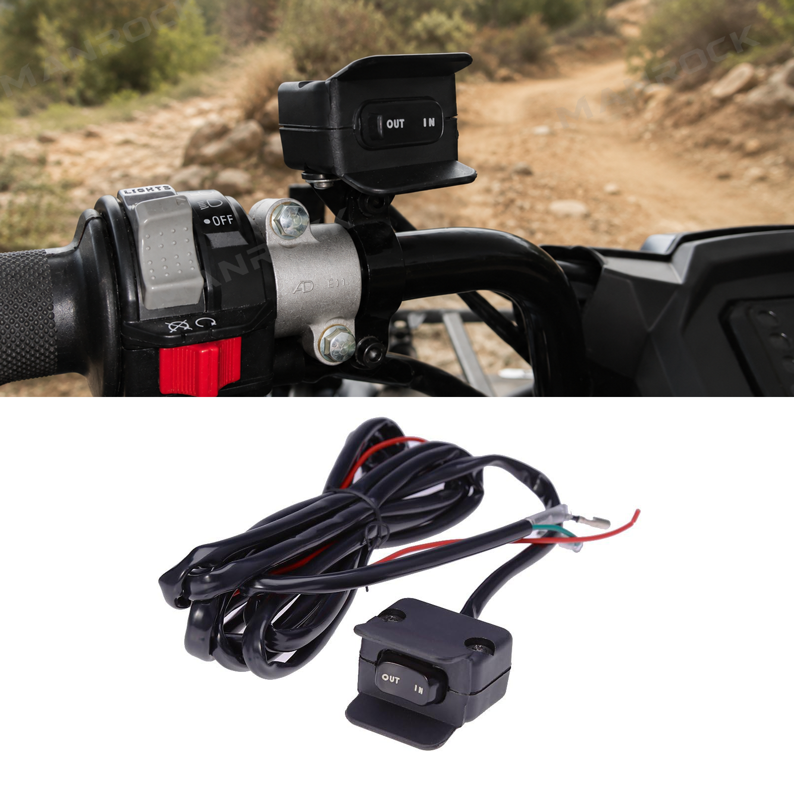 UTV / ATV 12V Handlebar Winch Switch Rocker Switch Kit Universal UTV Polaris / Can-Am / Honda / Kawasaki / CFMOTO