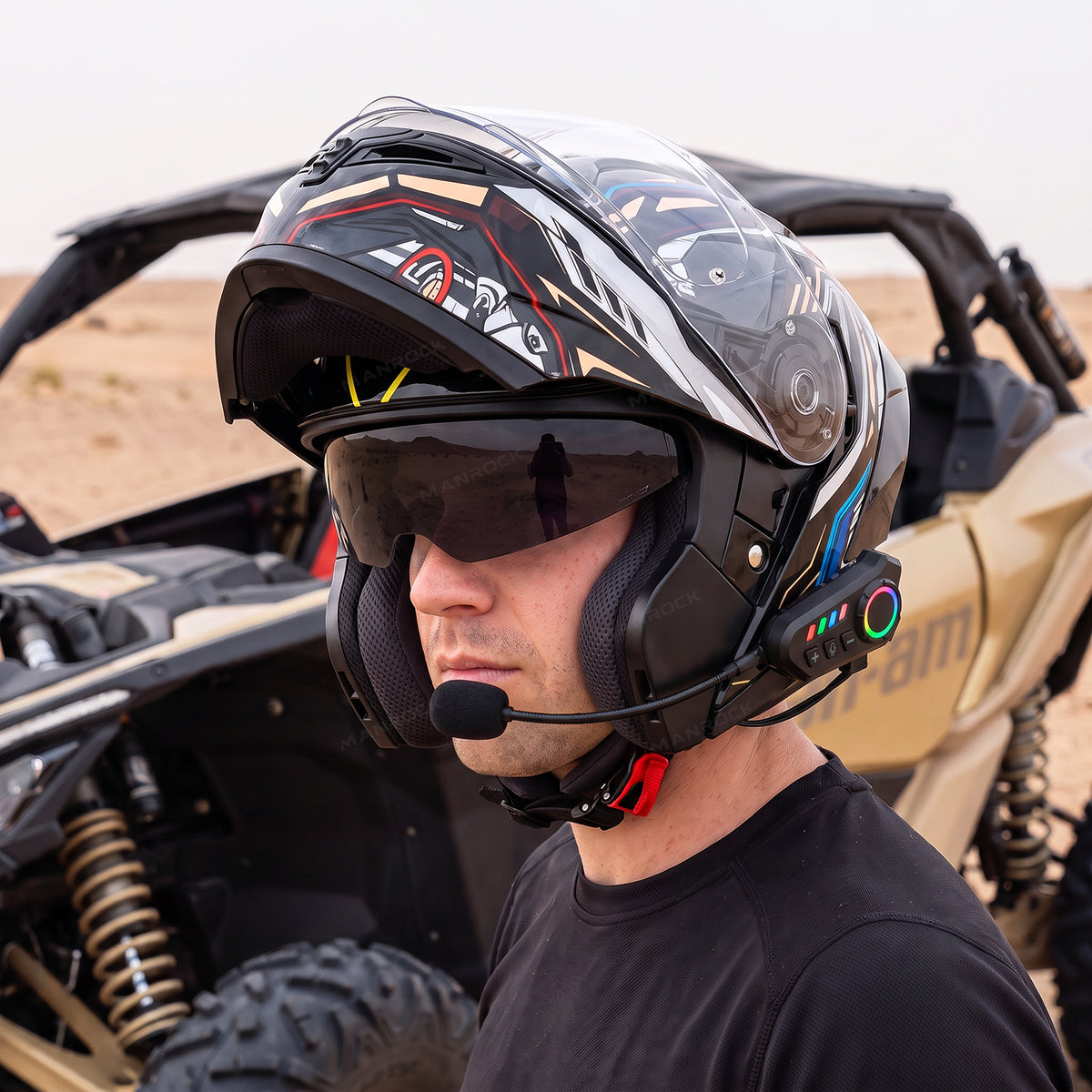 UTV ATV Helmets Full Face with Bluetooth Headset, Modular Motorcycle Helmets Most UTVs Polaris / Can-Am