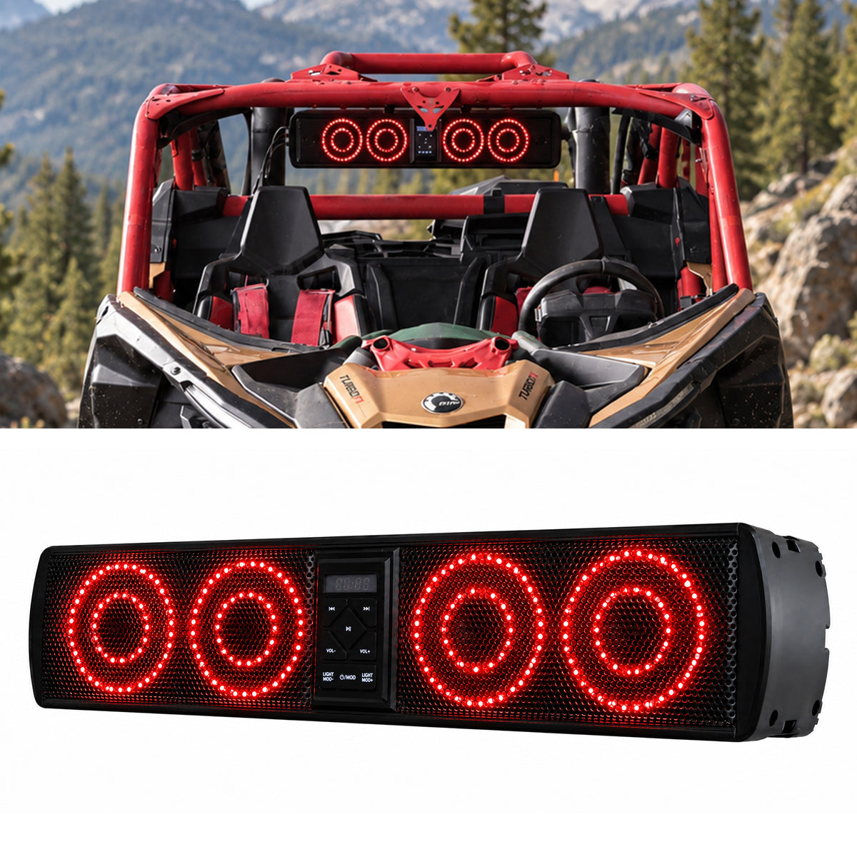 UTV 6 Speaker 26'' RGB Sound Bar Audio System Universal UTV Polaris / Can-Am / Honda / Kawasaki / CFMOTO