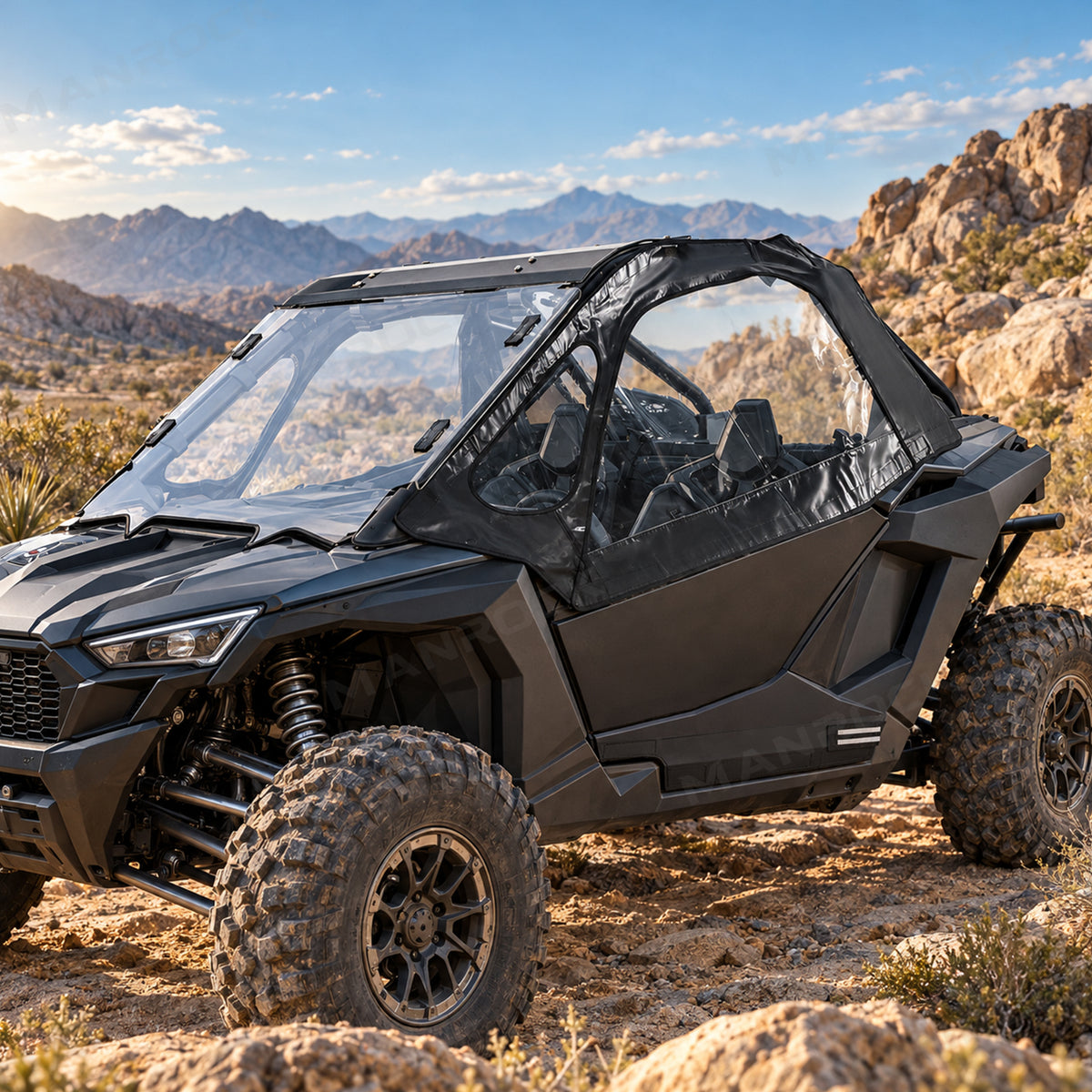 Soft Upper Doors PVC Cab Enclosure Side Windows with Zipper 2PCS for 2-Seat Polaris RZR