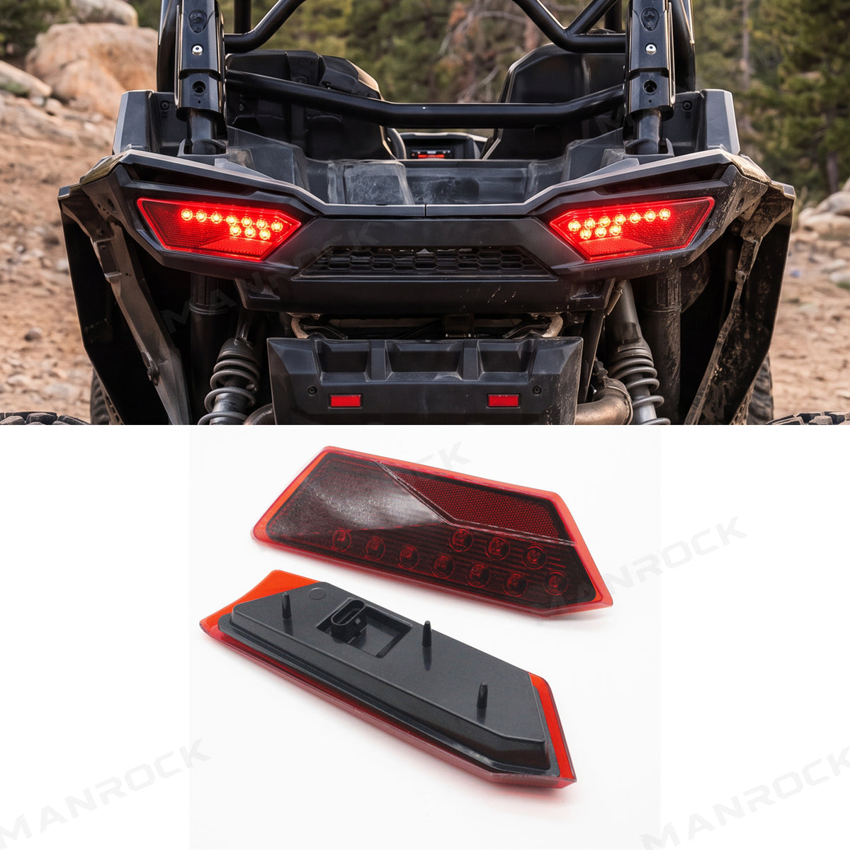 UTV LED Tail Lights Assembly Smoked Rear Lamps Replacement 2PCS for Polaris RZR / Sportsman
