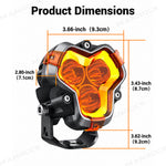 UTV LED Pod Lights 3-Inch Spot Lights with White & Amber DRL 2PCS Universal Fit for Polaris / Can-Am / Honda / Kawasaki / CFMOTO