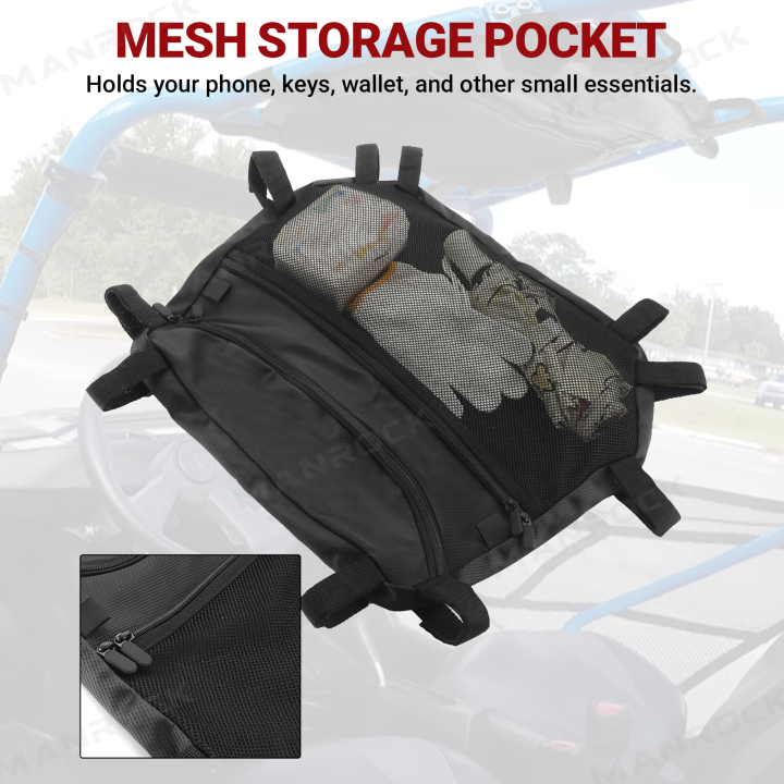 UTV Overhead Storage Bag Black Roof Cargo Bag for Polaris RZR 800 / 900