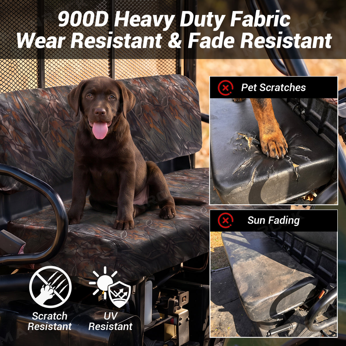 Manrock UTV Front Seat Covers 900D Camo Waterproof Seat Protector for Kawasaki Mule