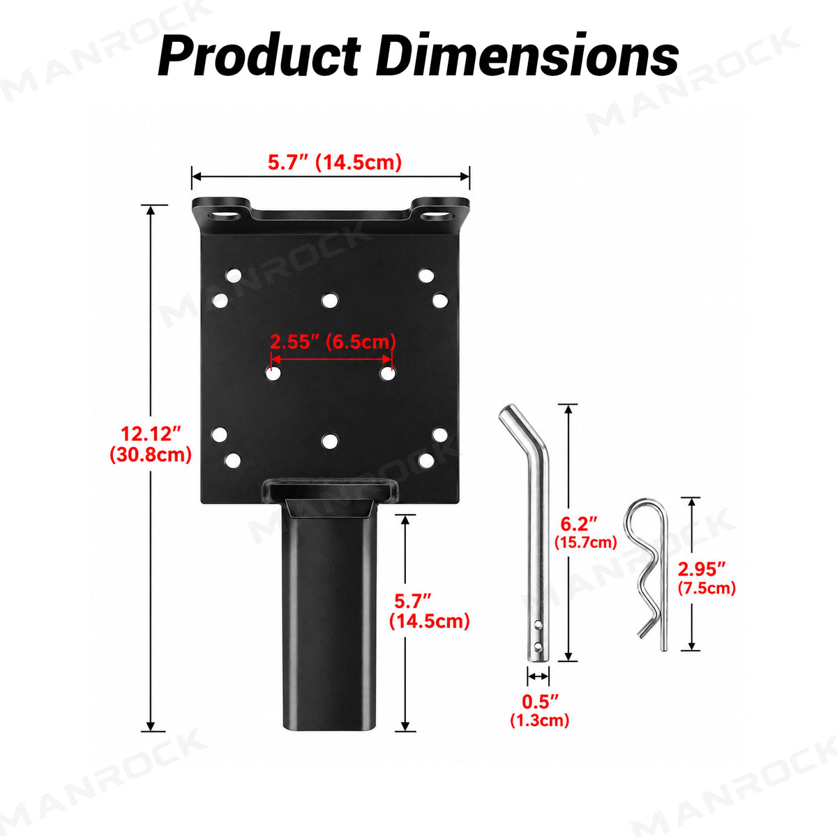 UTV ATV Winch Mounting Plate with 2" Hitch Receiver Universal UTV Polaris / Can-Am / Honda / Kawasaki / CFMOTO