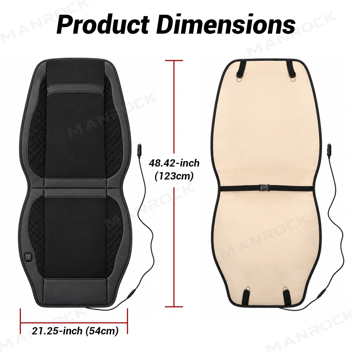 UTV 12V Graphene Heated Seat Cushion Seat Cover With 5FT Power Cord Universal UTV Polaris / Can-Am / Honda / Kawasaki / CFMOTO