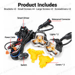 UTV LED Pod Lights 3-Inch Spot Lights with White & Amber DRL 2PCS Universal Fit for Polaris / Can-Am / Honda / Kawasaki / CFMOTO