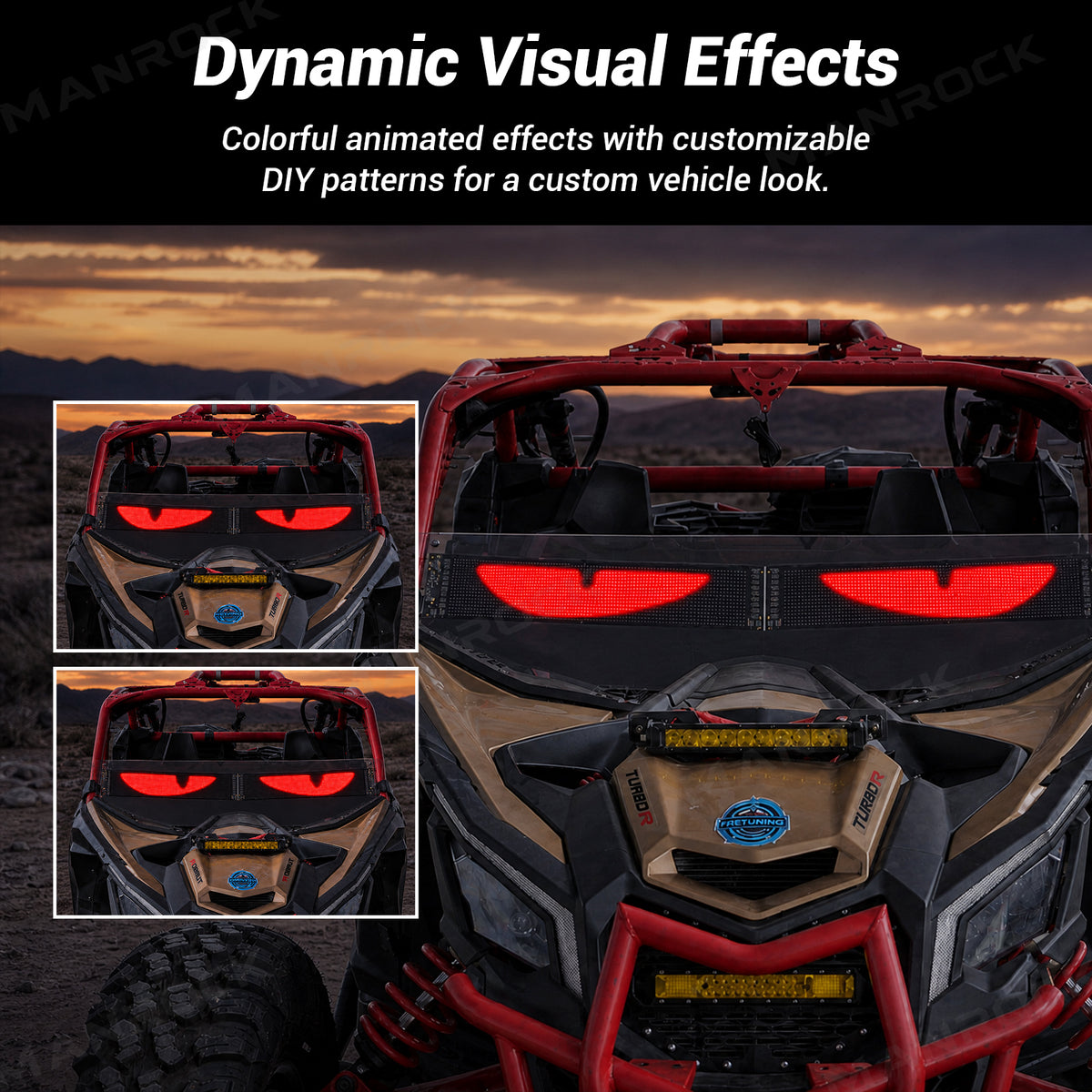 UTV Devil Eyes LED Lights Flexible Bluetooth Display for Windshield Universal UTV Polaris / Can-Am / Honda / Kawasaki / CFMOTO