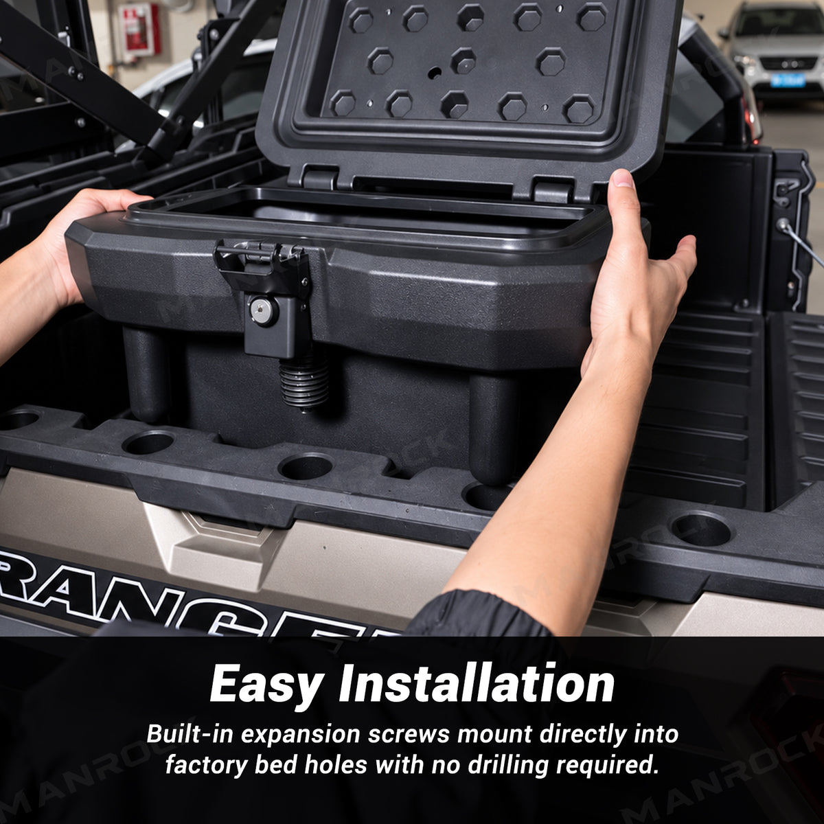UTV Bed Storage Box Lockable Cargo Box 5.5-Gal for Polaris Ranger / General