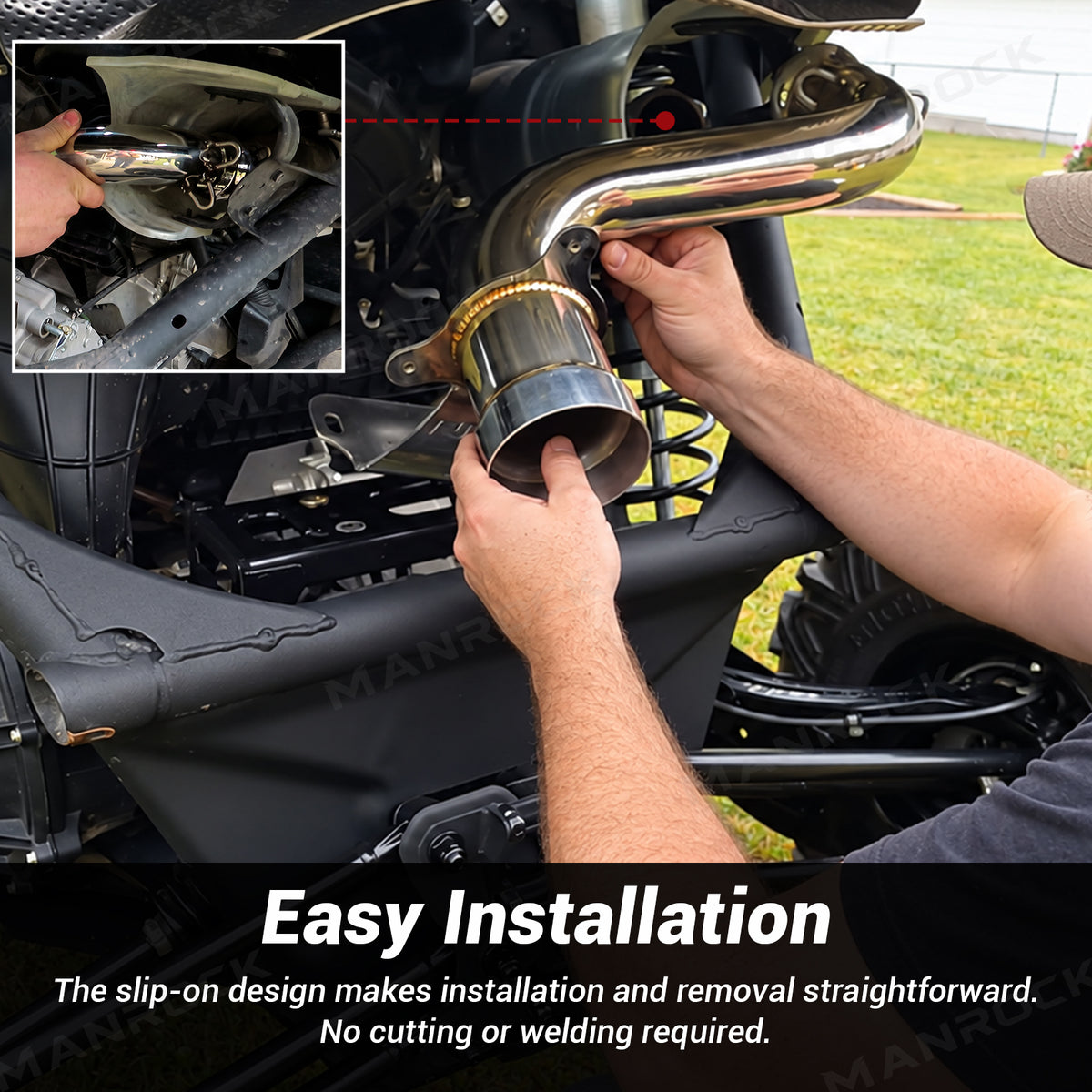 Muffler Delete Pipe Stainless Steel Race Exhaust Pipe with Slip-On Design for Can-Am Maverick X3 / X3 Max