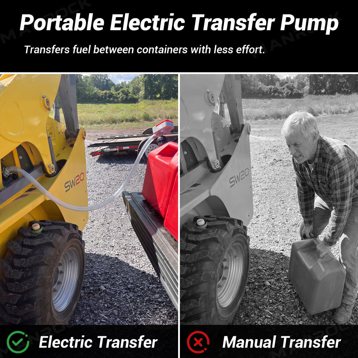 UTV Battery Powered Fuel Transfer Pump, Portable Gas Can Pump with 51" Hose Universal UTV ATV Polaris / Can-Am / Honda / Kawasaki / CFMOTO