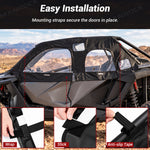 Soft Upper Doors PVC Cab Enclosure Side Windows with Zipper 2PCS for 4-Seat Polaris RZR