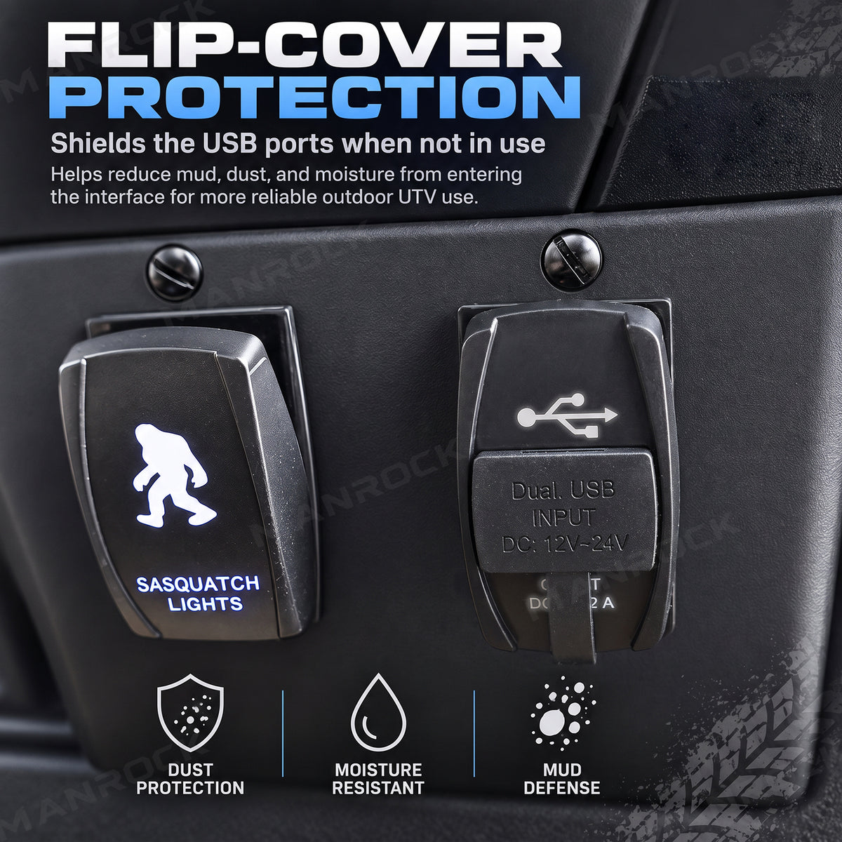 UTV ATV Dual USB Charging Port, Dash Charger Socket Rocker Switch Universal UTV Polaris / Can-Am / Honda / Kawasaki / CFMOTO