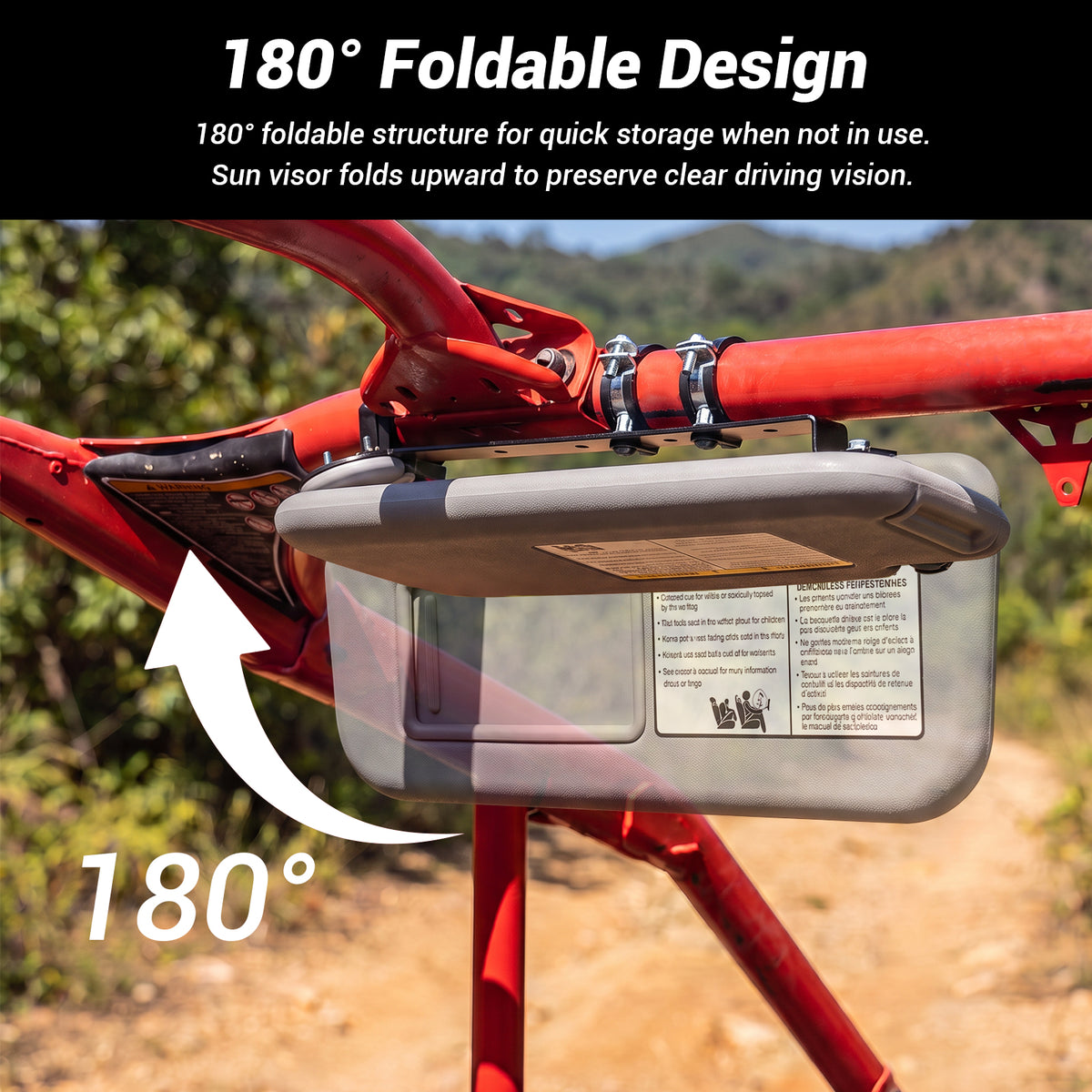 UTV Oversized Sun Visor 2.0 with Vanity Mirror, Driver & Passenger Side Sun Shade, Universal UTV Polaris / Can-Am / Honda / Kawasaki / CFMOTO