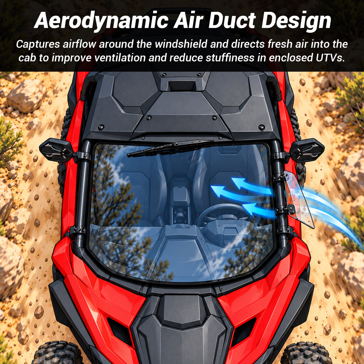 Cab Vent Kit Manual A-Pillar Side Wind Deflectors 2PCS for Can‑Am Maverick X3