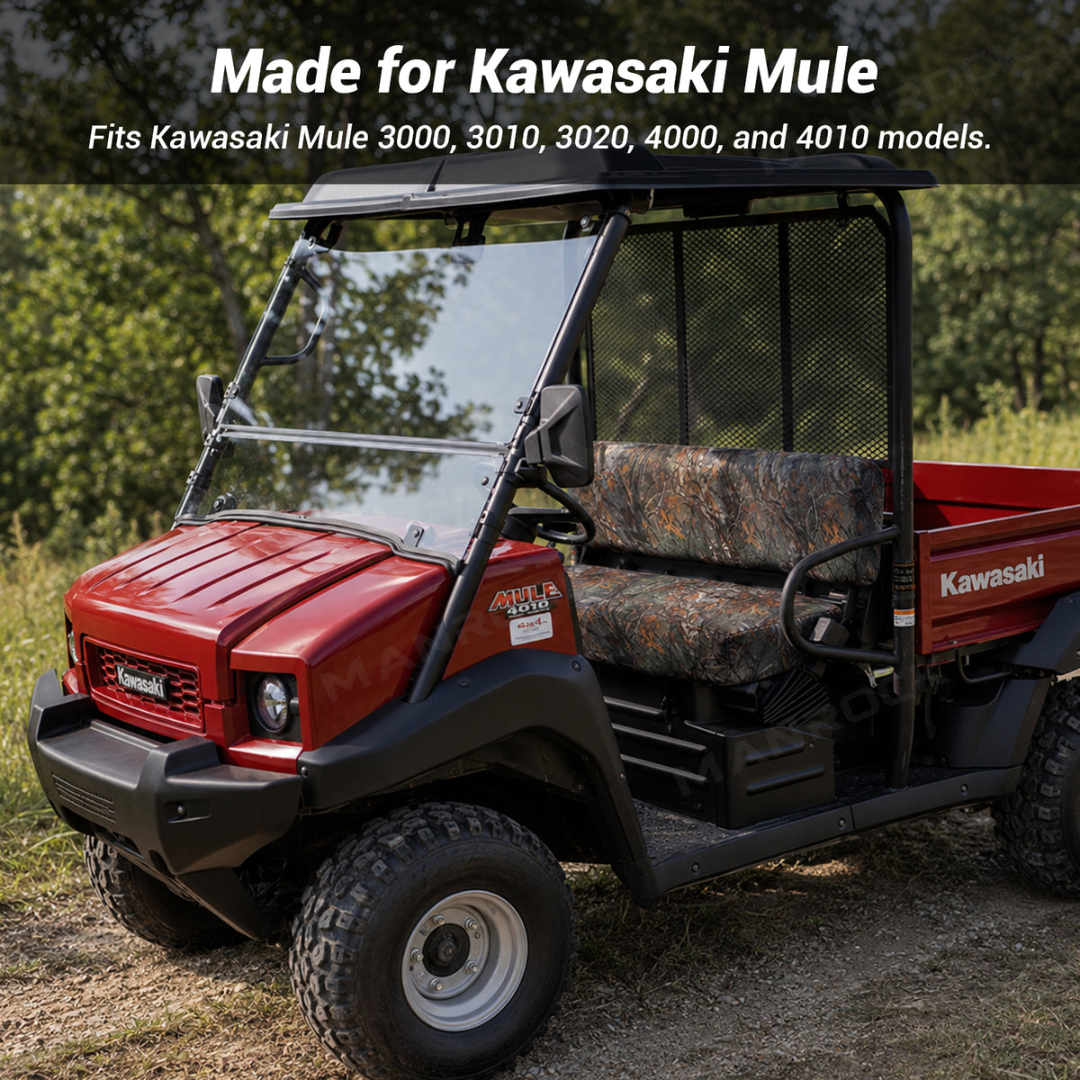 Manrock UTV Front Seat Covers 900D Camo Waterproof Seat Protector for Kawasaki Mule