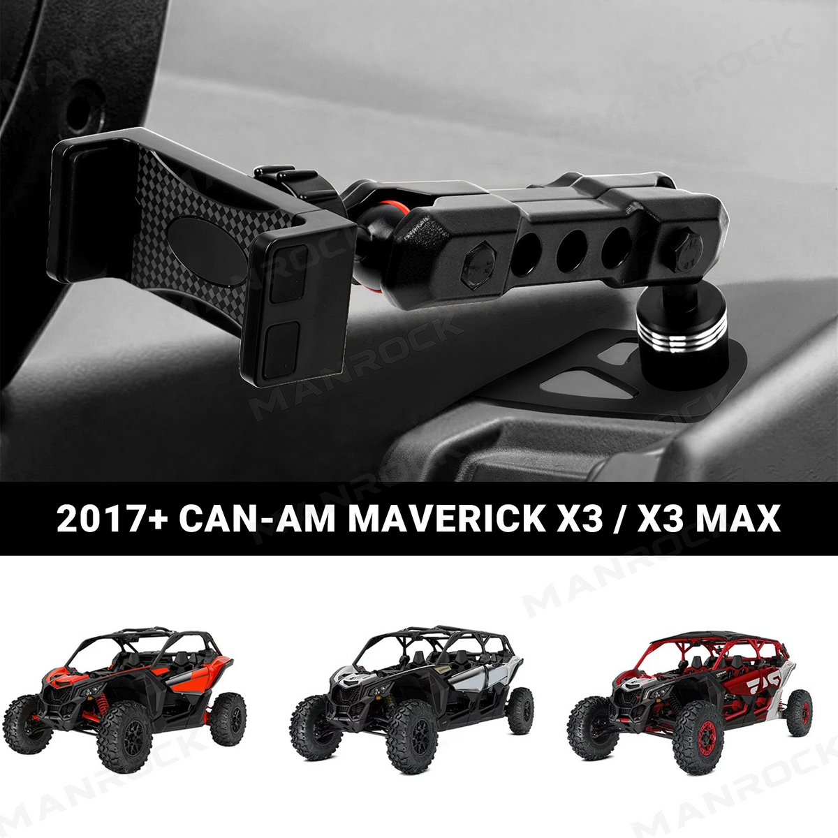 UTV Phone Mount 360° Adjustable Metal Phone Holder Fit for Can-Am Maverick X3 / X3 Max