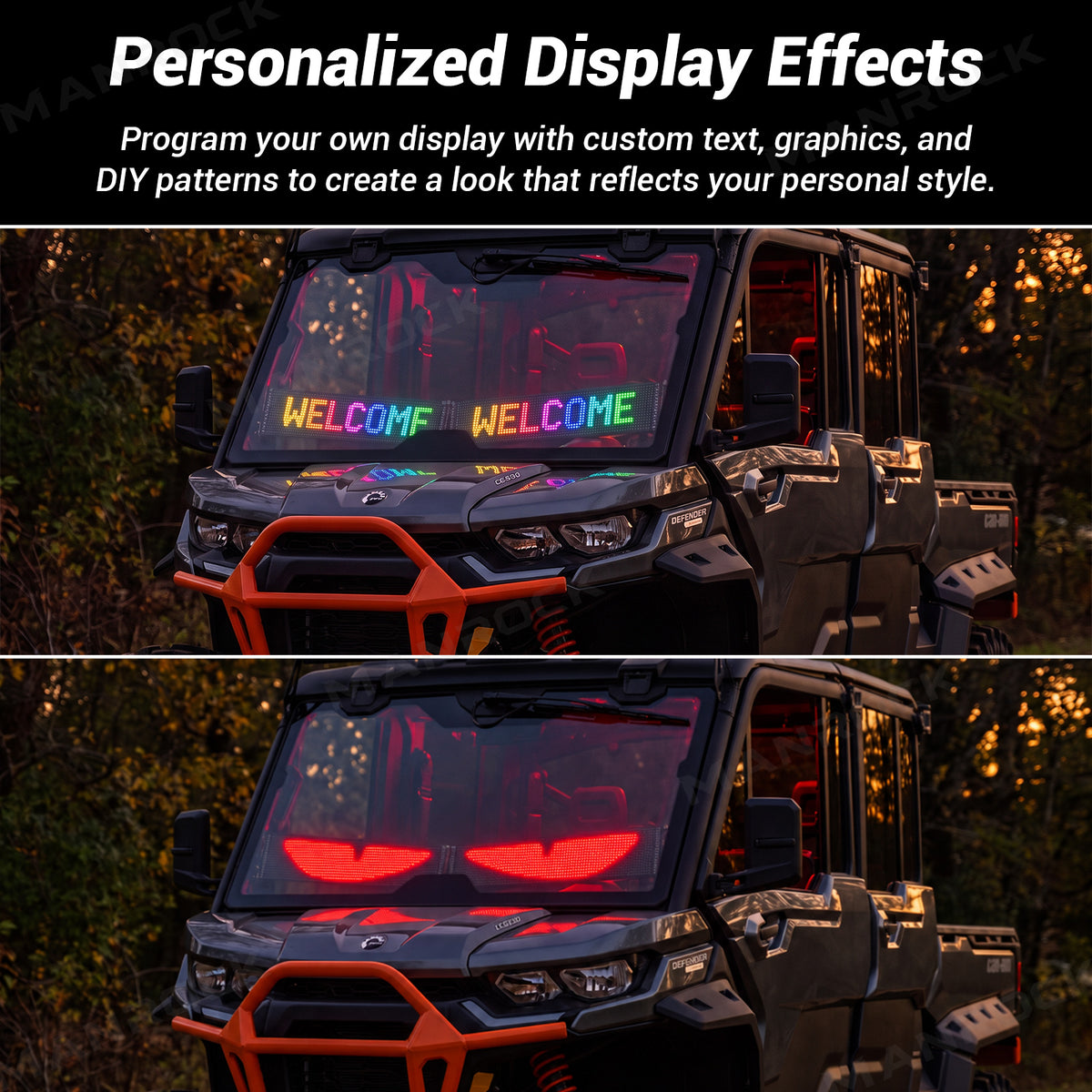 UTV Devil Eyes LED Lights Flexible Bluetooth Display for Windshield Universal UTV Polaris / Can-Am / Honda / Kawasaki / CFMOTO