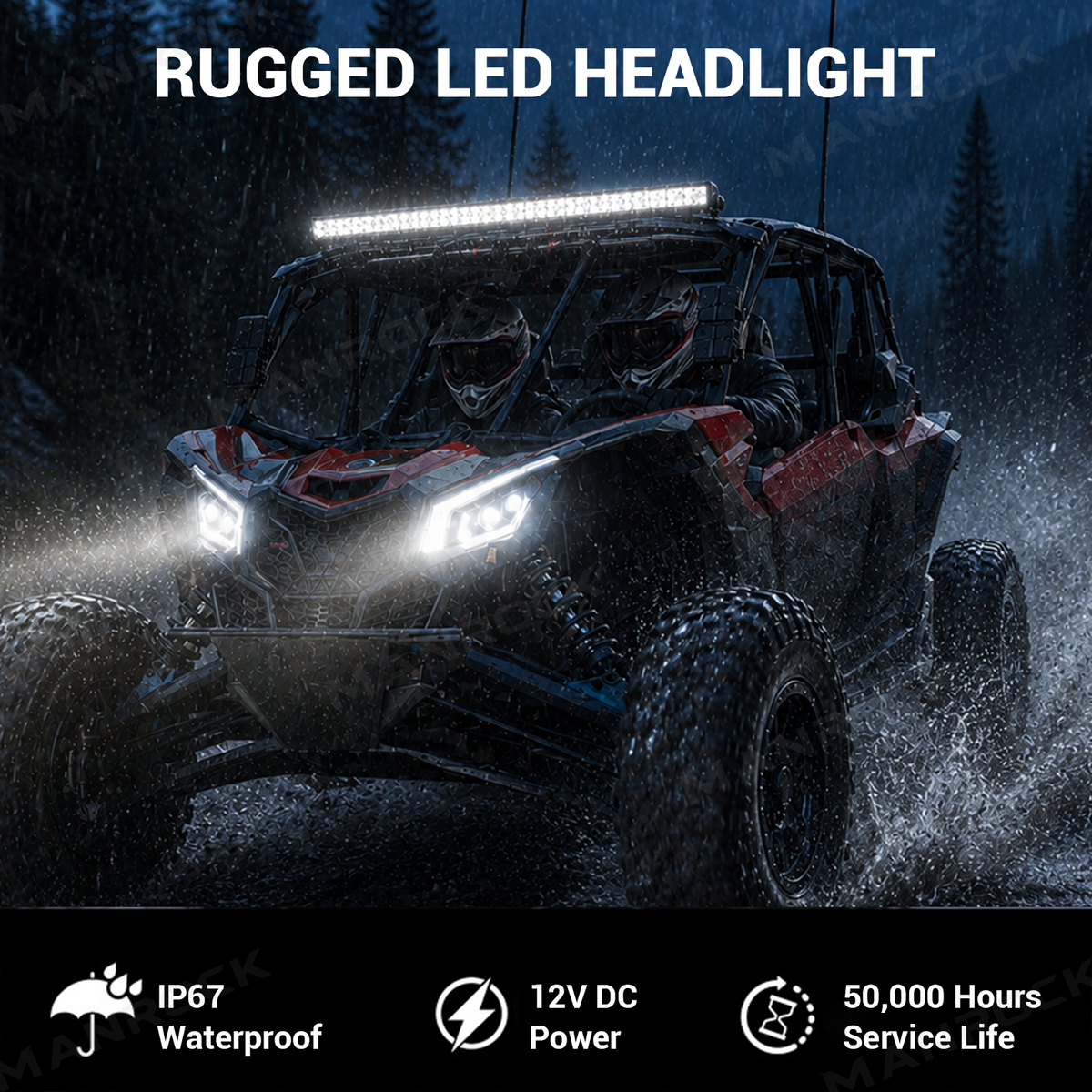 Manrock LED Headlights Assembly Front Headlamp Replacement 2PCS for Can-Am Maverick X3 / X3 Max