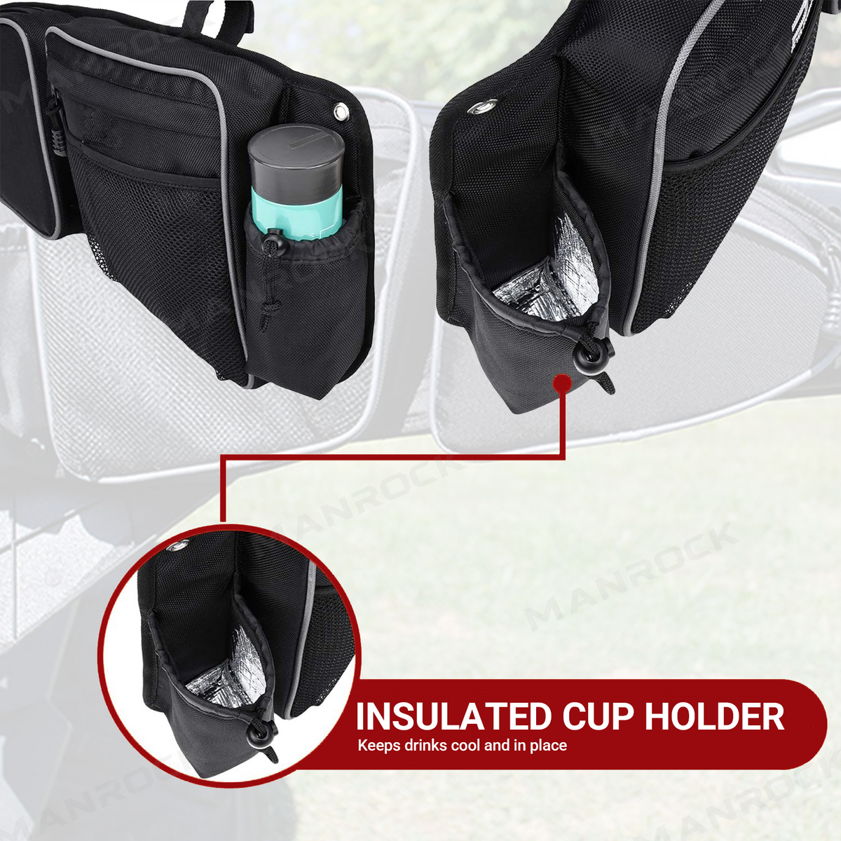 UTV Door Bags Side Storage Bags 2PCS with Knee Pad for Polaris RZR