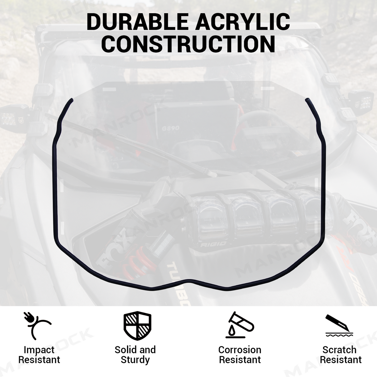 UTV Front Full Windshield Clear Acrylic Wind Deflector for Can-Am Maverick X3 / X3 Max