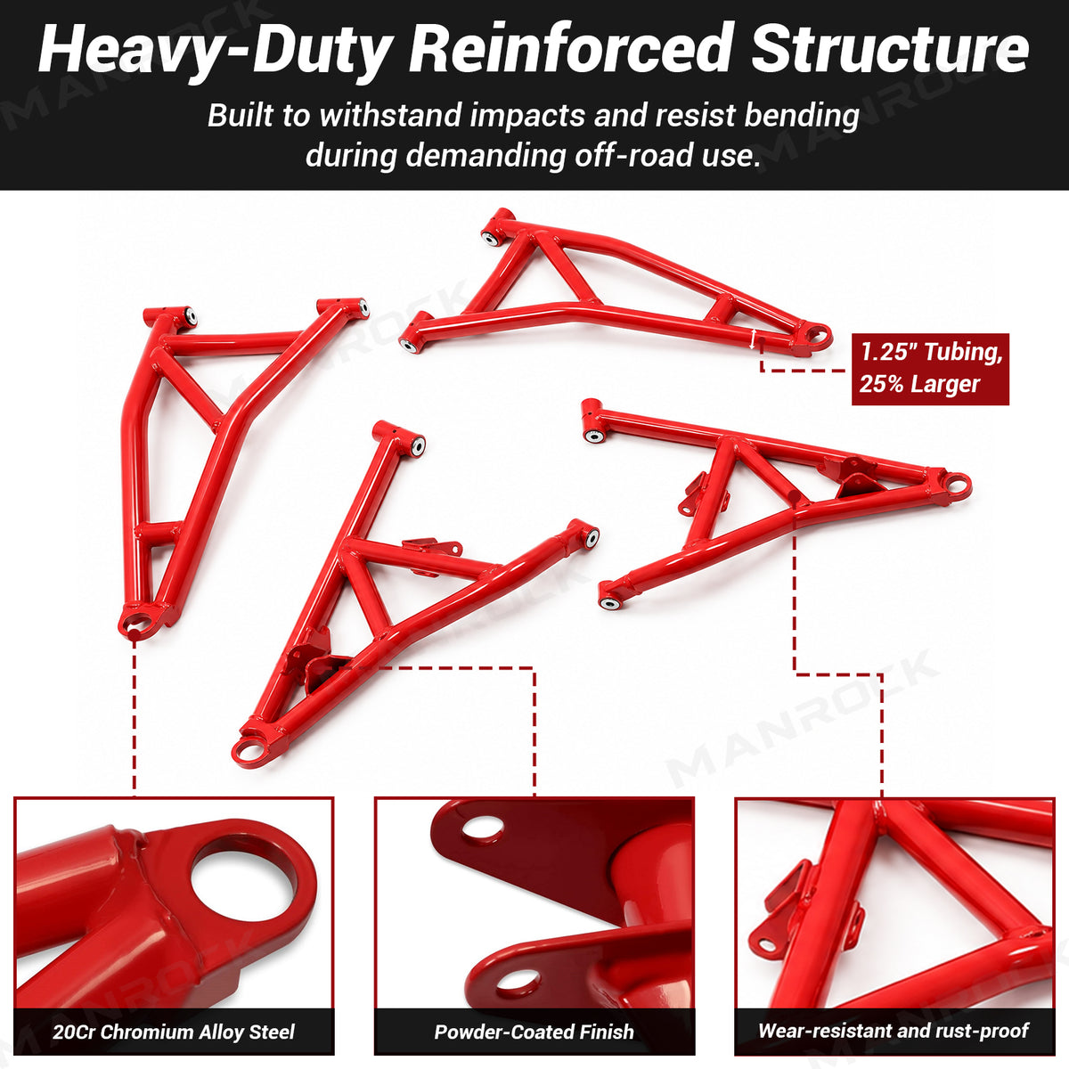 High Clearance 1.5" Front A-Arm Kit Forward Offset for Polaris RZR