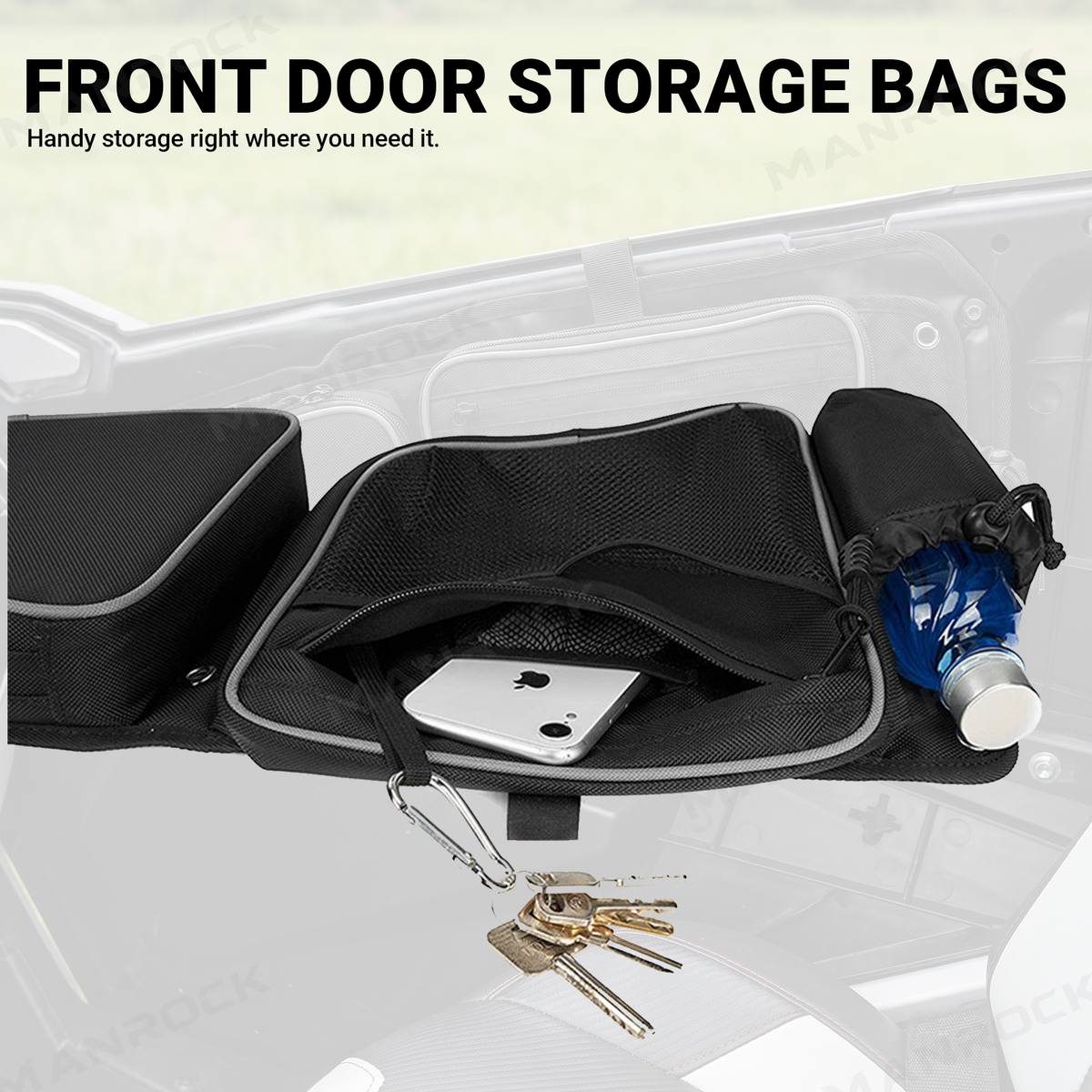 UTV Door Bags Side Storage Bags 2PCS with Knee Pad for Polaris RZR