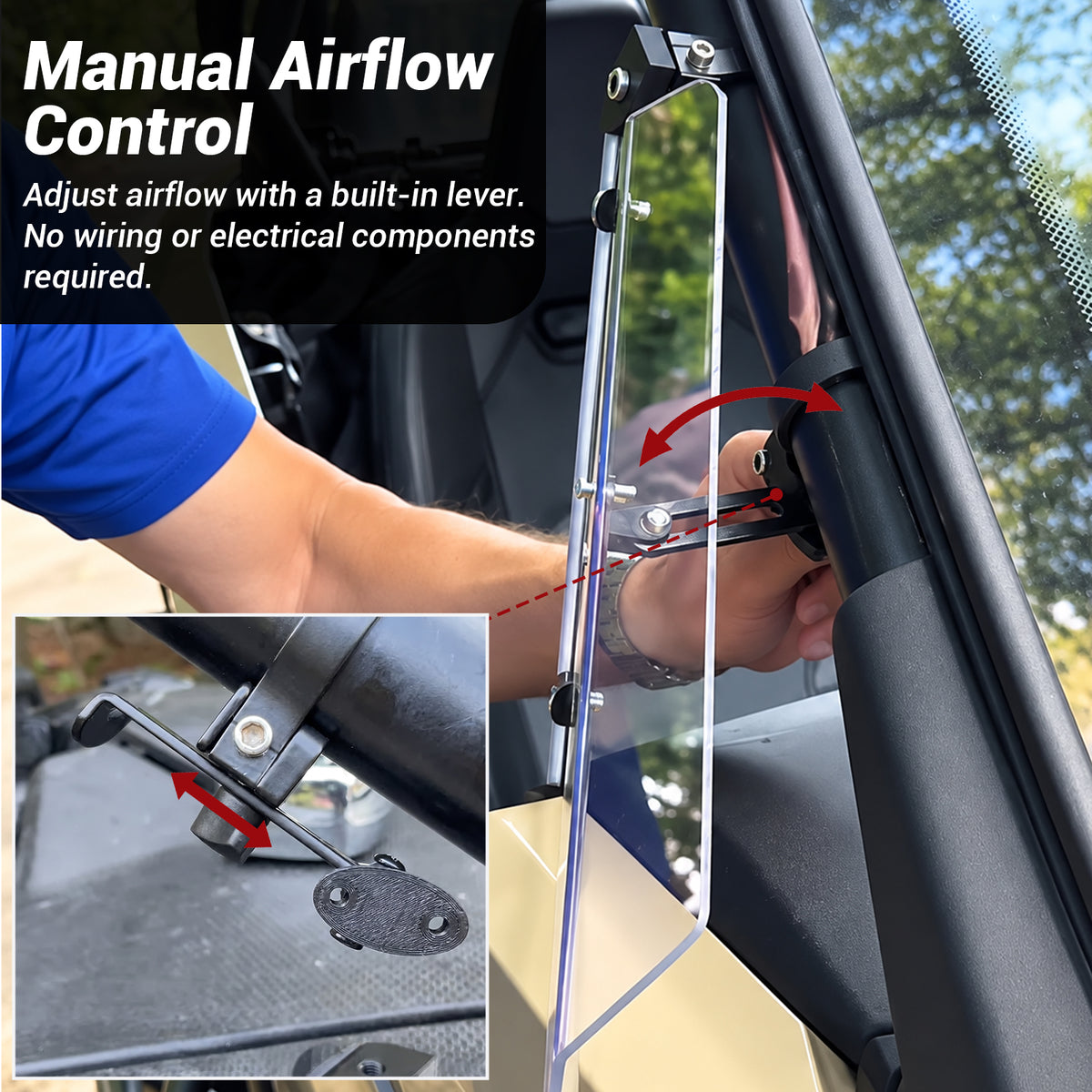 Cab Vent Kit Manual A-Pillar Side Wind Deflectors 2PCS for Can‑Am Maverick X3