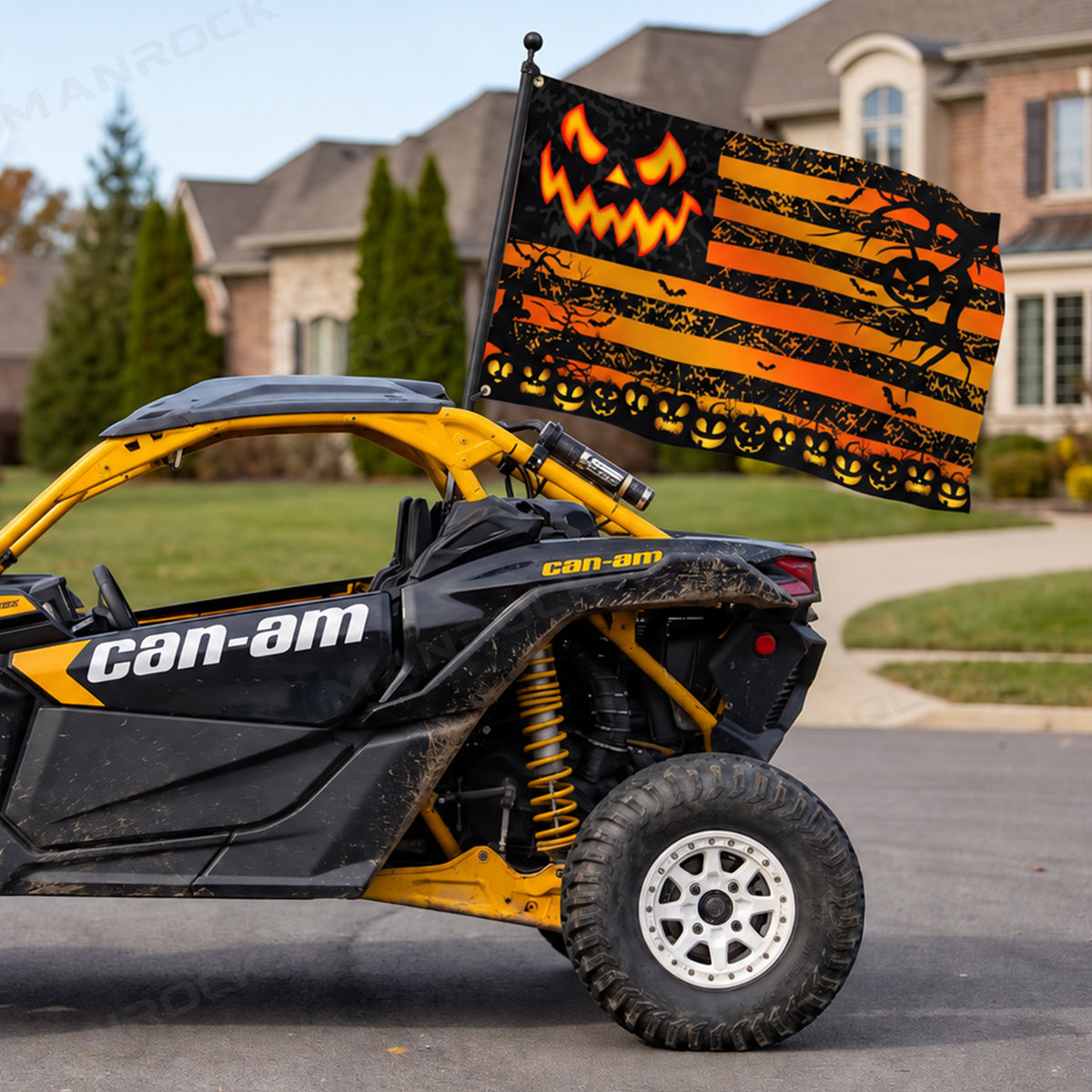 UTV ATV Halloween Flag Double-Sided Garden Flags with Pumpkin, Skull, Ghost Face Design Universal UTV Polaris / Can-Am / Honda / Kawasaki / CFMOTO
