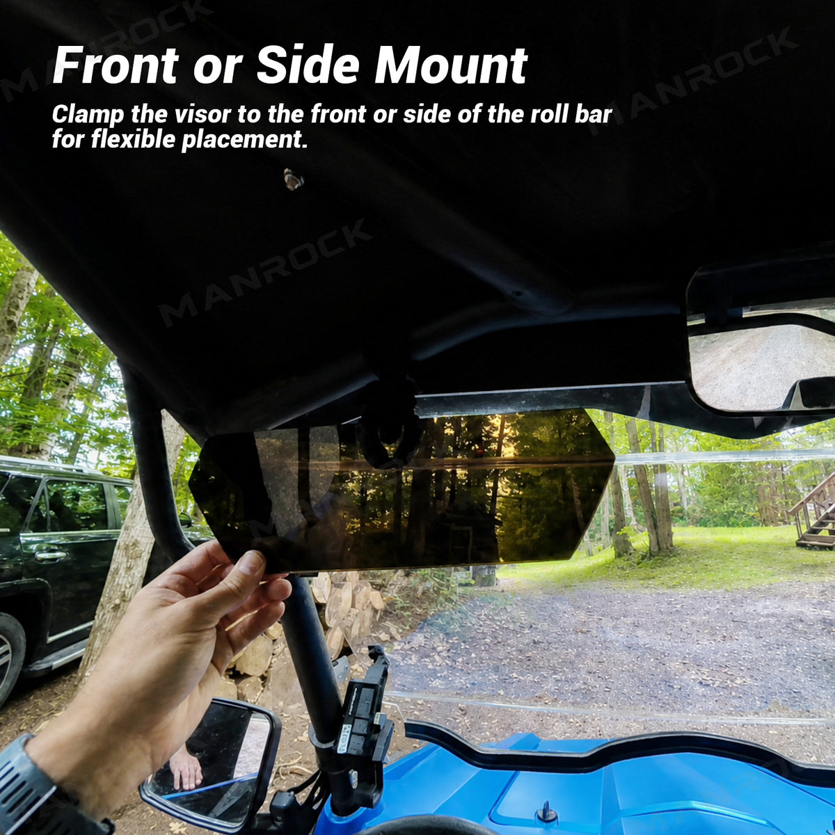 UTV Sun Visor Foldable Anti-Glare Sun Shade Universal Fit for 1.5"-2" Roll Bars